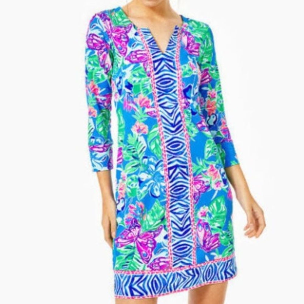 Lilly Pulitzer UPF 50+ Chilly Lilly Nadine Pundy Blue Size XS, 3/4 Sleeves
